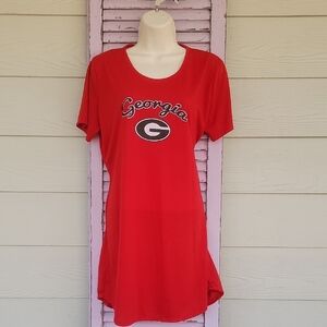 💗 UGA Georgia Bulldogs Marathon Nightshirt Nightgown Sleep Shirt Pajamas Red L